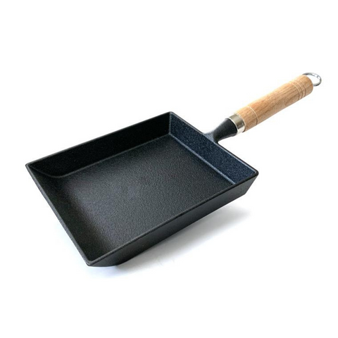 YYMIYU Tamagoyaki Japanese Omelette Pan Cast Iron Wooden Handle